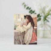 Carte Postale Petite Fille Accroche Sa Poupée (Debout devant)