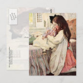 Carte Postale Petite Fille Accroche Sa Poupée (Devant / Derrière)