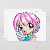 Carte Postale Petite fille Anime (Devant / Derrière)
