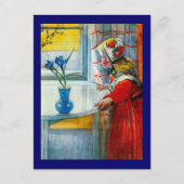 Carte Postale Petite fille avec Iris Bleu (Devant)