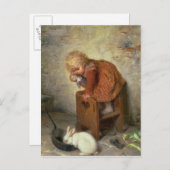 Carte Postale Petite fille avec un lapin (Devant / Derrière)