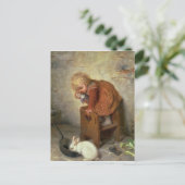 Carte Postale Petite fille avec un lapin (Debout devant)