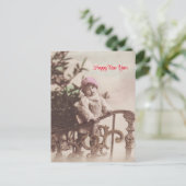 Carte Postale Petite Fille Bonne Année Salutations Vintage (Debout devant)