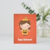 Carte Postale Petite fille Citrouille mignonne Enfants Halloween (Debout devant)