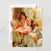 Carte Postale Petite fille coudre (Devant / Derrière)