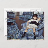 Carte Postale Petite fille dans le fauteuil bleu par Cassatt (Devant / Derrière)