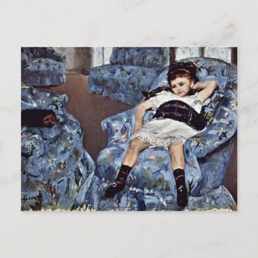 Carte Postale Petite fille dans le fauteuil bleu par Cassatt (Devant)