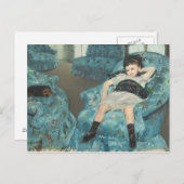 Carte Postale Petite fille dans un fauteuil bleu, 1878 (oi (Devant / Derrière)