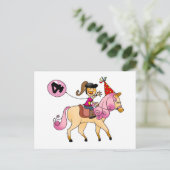 Carte Postale Petite fille de 4 ans sur un poney (Debout devant)