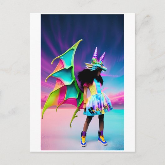 Carte Postale Petite fille dragon (Devant)