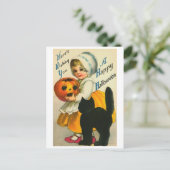 Carte Postale Petite fille et chat (Debout devant)