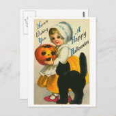 Carte Postale Petite fille et chat (Devant / Derrière)