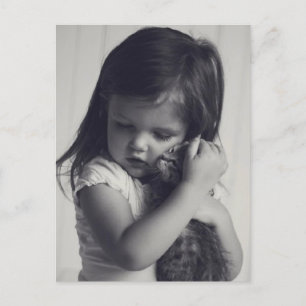 Carte Postale Petite fille et chaton