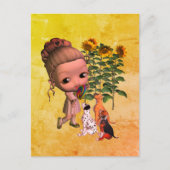 Carte Postale Petite Fille Et Chiots (Devant)