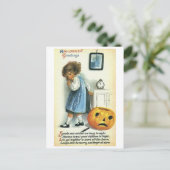 Carte Postale Petite fille et Citrouille (Debout devant)