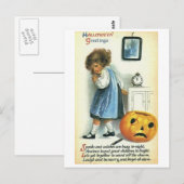 Carte Postale Petite fille et Citrouille (Devant / Derrière)