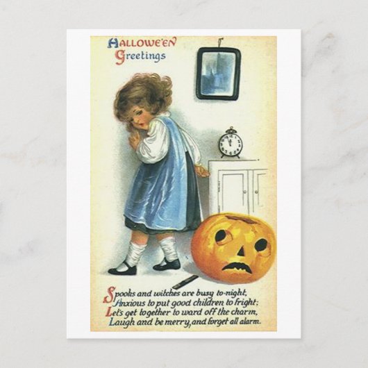 Carte Postale Petite fille et Citrouille (Devant)