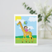 Carte Postale Petite fille et girafe (Debout devant)