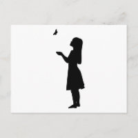 Petite Fille Et Papillon Silhouette Enfant Nature