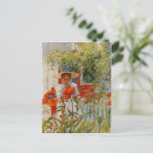 Carte Postale Petite fille et pépites rouges (Debout devant)