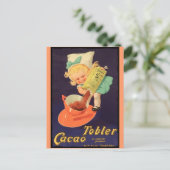 Carte Postale Petite Fille Fait Chocolat Chaud (Debout devant)