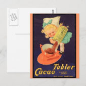 Carte Postale Petite Fille Fait Chocolat Chaud (Devant / Derrière)