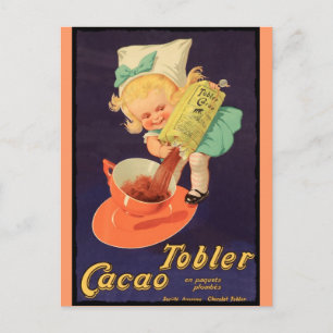 Carte Postale Petite Fille Fait Chocolat Chaud