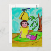 Carte Postale petite fille histoire (Devant / Derrière)