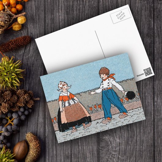 Carte Postale Petite fille hollandaise vintage robe traditionnel