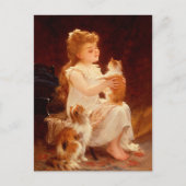 Carte Postale Petite fille Jouer avec le chaton (1893) (Devant)