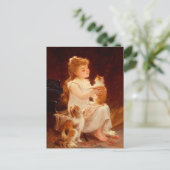 Carte Postale Petite fille Jouer avec le chaton (1893) (Debout devant)