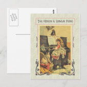 Carte Postale Petite fille Jouer du piano à chien (Devant / Derrière)