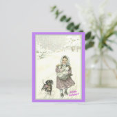 Carte Postale Petite fille mignonne allemande, Dachshund, Chats, (Debout devant)