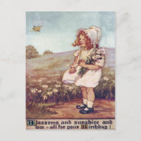Petite fille mignonne Daisies Champ papillon