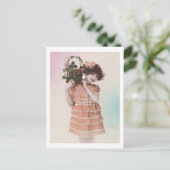 Carte Postale Petite Fille Rétro Avec Robe Orange (Debout devant)