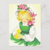 Carte Postale Petite Fille Vintage Rétro Mignonne (Devant)