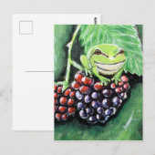 Carte Postale Petite grenouille d'arbre sur une peinture de Blac (Devant / Derrière)