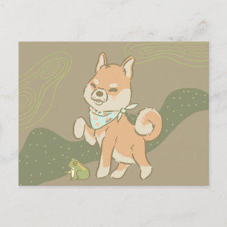 Carte Postale Petite grenouille gardienne