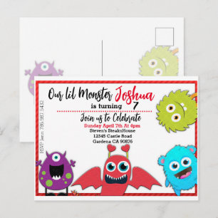 Carte Postale Petite Invitation d'anniversaire Monster