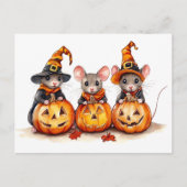 Carte Postale Petite petite aquarelle Mice Halloween Citrouilles (Devant)