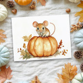 Carte Postale Petite petite aquarelle Souris Halloween Citrouill