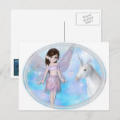 Carte Postale Petite poitrine avec design Unicorne (Devant / Derrière)