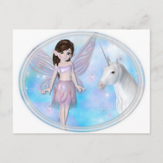 Carte Postale Petite poitrine avec design Unicorne (Devant)