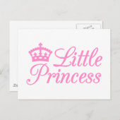 Carte Postale Petite princesse, design avec couronne rose pour b (Devant / Derrière)