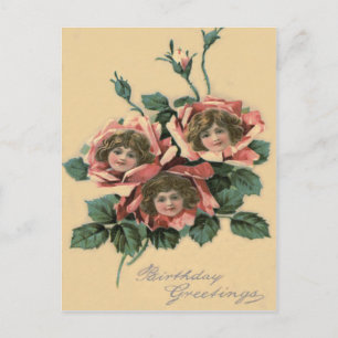Carte Postale Petite Rose fille mignonne
