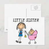Carte Postale Petite Soeur Avec Gros T-shirts Sis (Devant / Derrière)