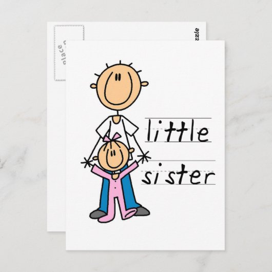 Carte Postale Petite Soeur avec T-shirts et cadeaux Big Brother (Devant / Derrière)