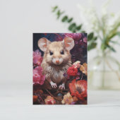 Carte Postale Petite souris Brown dans les fleurs (Debout devant)
