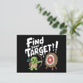 Carte Postale Petite tortue pointant un arc et une flèche (Debout devant)