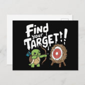 Carte Postale Petite tortue pointant un arc et une flèche (Devant / Derrière)